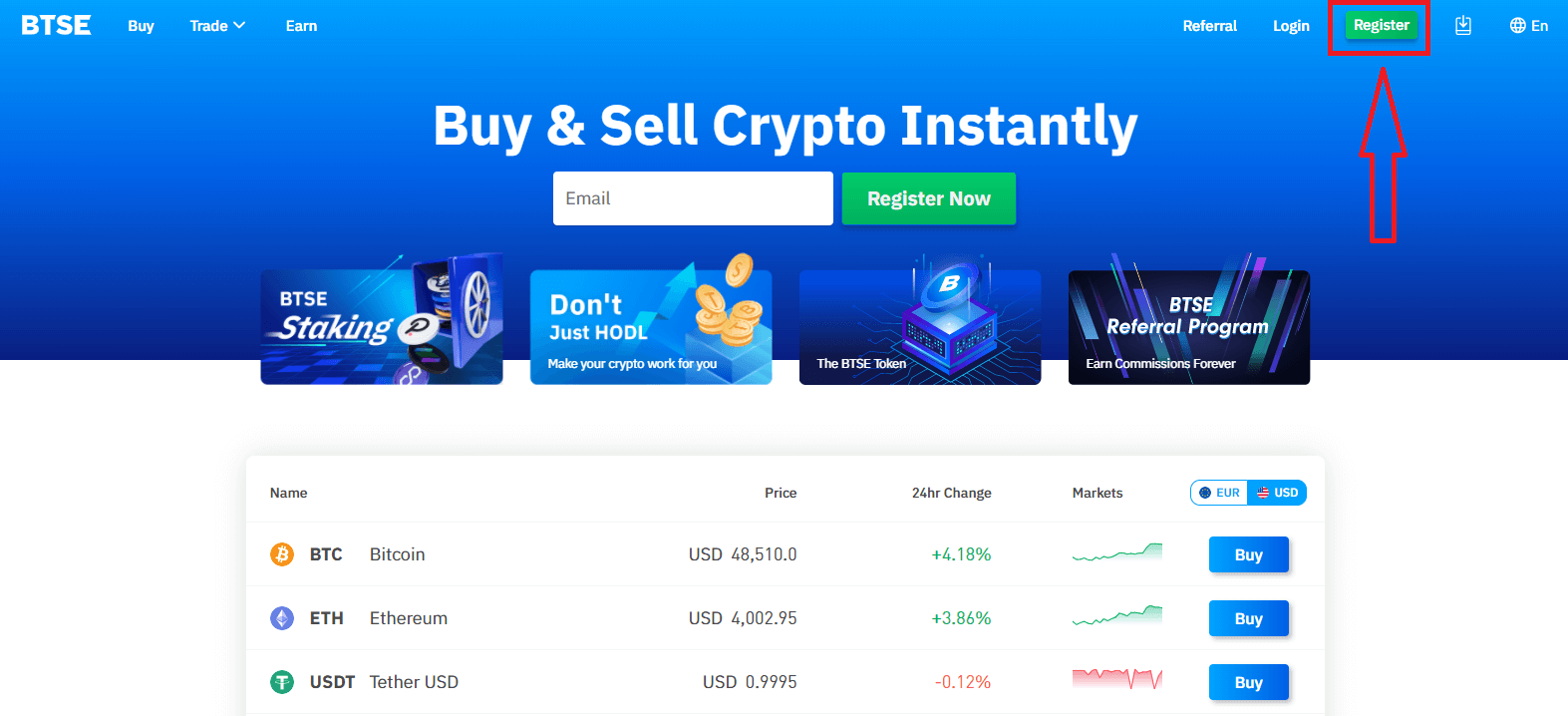 BTSEにアカウントを登録する方法