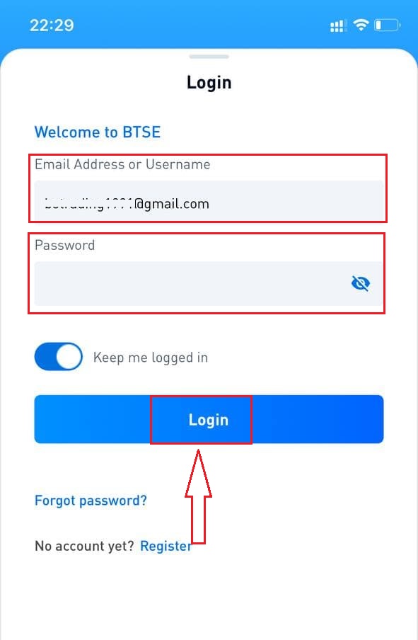 Чӣ тавр ба қайд гирифтан ва ворид шудан ба ҳисоб дар BTSE